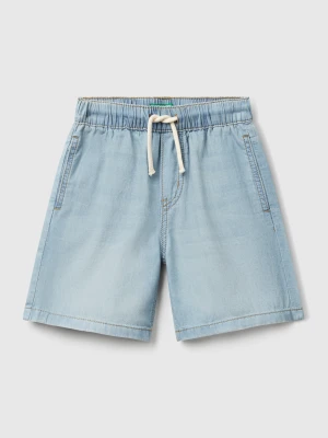 Benetton, Bermuda Shorts In Chambray, Sky Blue, Kids United Colors Of Benetton