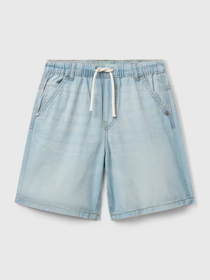 Benetton, Bermuda Shorts In Chambray, Size: XL, Sky Blue, Kids United Colors of Benetton