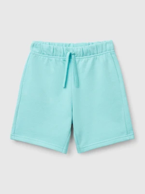 Benetton, Bermuda Shorts In Cotton Fleece, size 110, Turquoise, Kids United Colors of Benetton