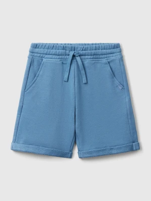 Benetton, Bermuda Shorts In Pure Cotton Fleece, size XL, Light Blue, Kids United Colors of Benetton