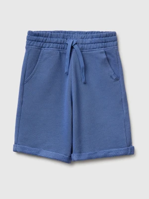 Benetton, Bermuda Shorts In Pure Cotton Fleece, Size: XL, Air Force Blue, Kids United Colors of Benetton