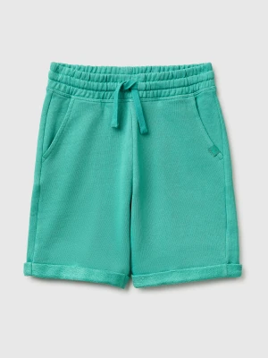 Benetton, Bermuda Shorts In Pure Cotton Fleece, Size: XL, Light Green, Kids United Colors of Benetton