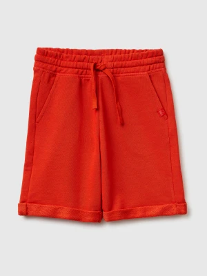 Benetton, Bermuda Shorts In Pure Cotton Fleece, Size: XL, Red, Kids United Colors of Benetton