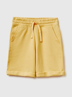 Benetton, Bermuda Shorts In Pure Cotton Fleece, Size: XL, Yellow, Kids United Colors of Benetton