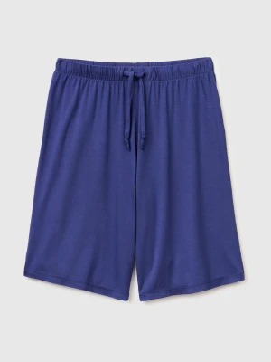 Benetton, Bermuda Shorts In Stretch Modal, Size: XXS, Blue, Women United Colors of Benetton