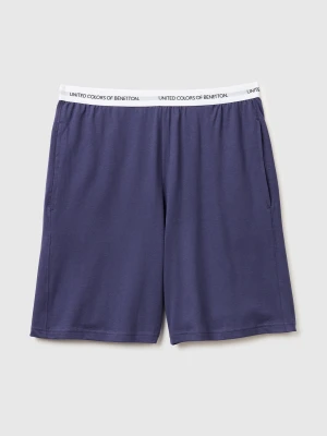 Benetton, Bermuda Shorts With Logo Elastic, Size: XL, Blue, Men United Colors of Benetton