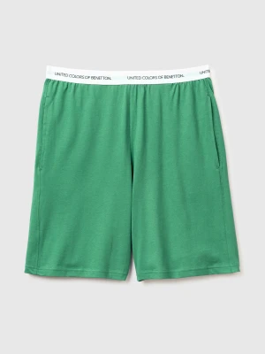 Benetton, Bermuda Shorts With Logo Elastic, Size: XL, Green, Men United Colors of Benetton