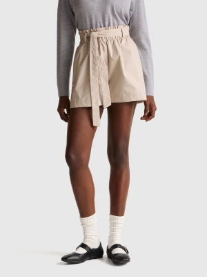 Benetton, Bermuda Shorts With Sash, Beige, Women United Colors of Benetton
