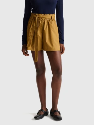Benetton, Bermuda Shorts With Sash, Camel, Women United Colors of Benetton