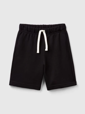 Benetton, Bermudas In 100% Organic Cotton Sweat, size 104, Black, Kids United Colors of Benetton