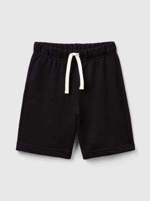 Benetton, Bermudas In 100% Organic Cotton Sweat, size 104, Black, Kids United Colors of Benetton