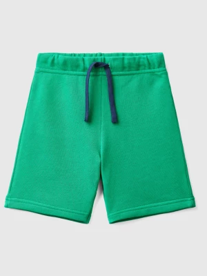 Benetton, Bermudas In 100% Organic Cotton Sweat, size 104, Green, Kids United Colors of Benetton