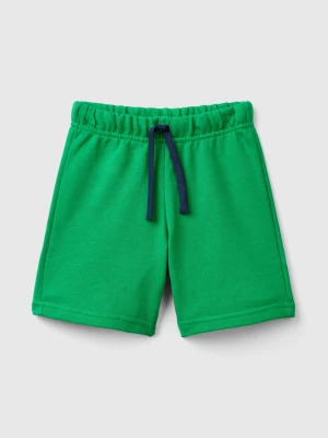 Benetton, Bermudas In 100% Organic Cotton Sweat, size 104, Green, Kids United Colors of Benetton