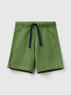 Benetton, Bermudas In 100% Organic Cotton Sweat, size 104, Military Green, Kids United Colors of Benetton