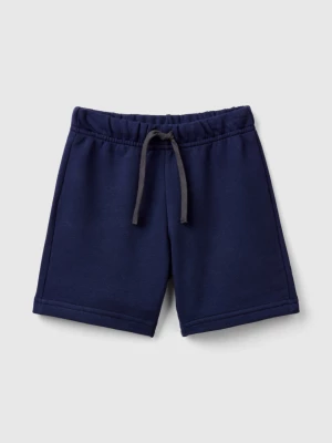 Benetton, Bermudas In 100% Organic Cotton Sweat, size 116, Dark Blue, Kids United Colors of Benetton