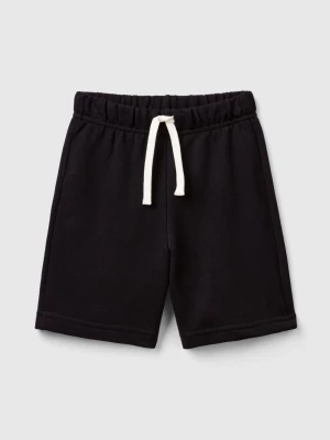 Benetton, Bermudas In 100% Organic Cotton Sweat, size 82, Black, Kids United Colors of Benetton