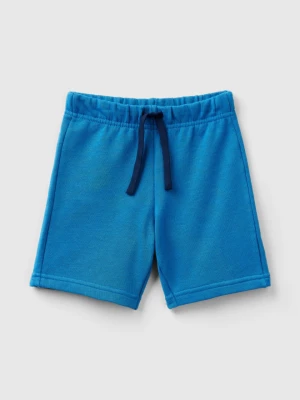 Benetton, Bermudas In 100% Organic Cotton Sweat, size 82, Blue, Kids United Colors of Benetton
