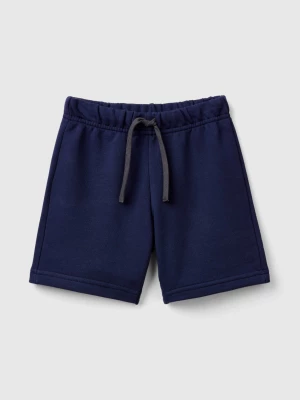 Benetton, Bermudas In 100% Organic Cotton Sweat, size 82, Dark Blue, Kids United Colors of Benetton