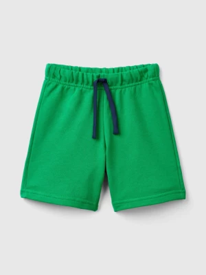 Benetton, Bermudas In 100% Organic Cotton Sweat, size 82, Green, Kids United Colors of Benetton