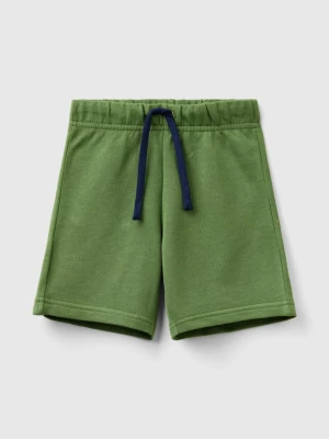 Benetton, Bermudas In 100% Organic Cotton Sweat, size 82, Military Green, Kids United Colors of Benetton