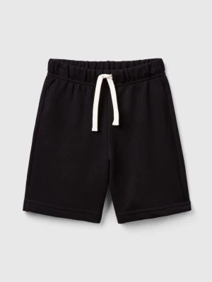 Benetton, Bermudas In 100% Organic Cotton Sweat, size 90, Black, Kids United Colors of Benetton