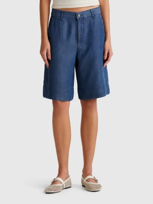 Benetton, Bermudas In Chambray, size , Dark Blue, Women United Colors of Benetton