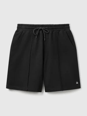 Benetton, Bermudas In Cotton Sweat, Size: XL, Black, Men United Colors of Benetton