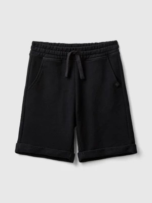 Benetton, Bermudas In Pure Cotton Sweat, size 2XL, Black, Kids United Colors of Benetton