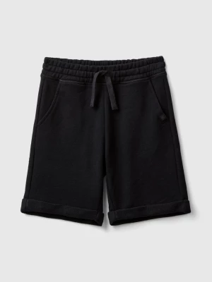 Benetton, Bermudas In Pure Cotton Sweat, size 2XL, Black, Kids United Colors of Benetton