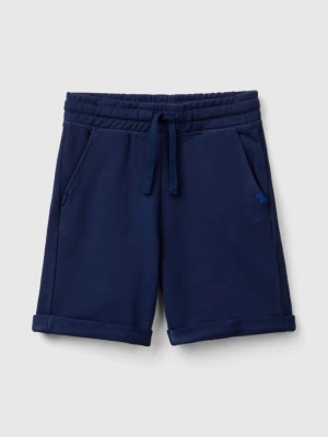 Benetton, Bermudas In Pure Cotton Sweat, size 2XL, Dark Blue, Kids United Colors of Benetton