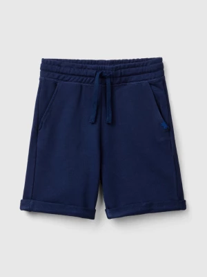 Benetton, Bermudas In Pure Cotton Sweat, size 2XL, Dark Blue, Kids United Colors of Benetton