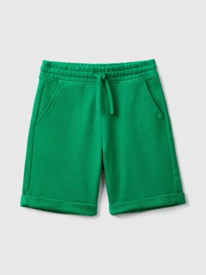 Benetton, Bermudas In Pure Cotton Sweat, size 2XL, Green, Kids United Colors of Benetton