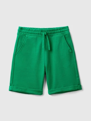 Benetton, Bermudas In Pure Cotton Sweat, size 2XL, Green, Kids United Colors of Benetton