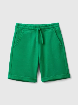 Benetton, Bermudas In Pure Cotton Sweat, size L, Green, Kids United Colors of Benetton