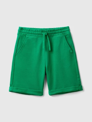 Benetton, Bermudas In Pure Cotton Sweat, size M, Green, Kids United Colors of Benetton