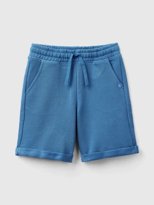 Benetton, Bermudas In Pure Cotton Sweat, size S, Blue, Kids United Colors of Benetton