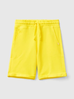 Benetton, Bermudas In Pure Cotton Sweat, size S, Yellow, Kids United Colors of Benetton
