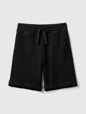 Benetton, Bermudas In Pure Cotton Sweat, size XL, Black, Kids United Colors of Benetton