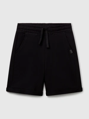 Benetton, Bermudas In Pure Cotton Sweat, Size: XL, Black, Kids United Colors of Benetton