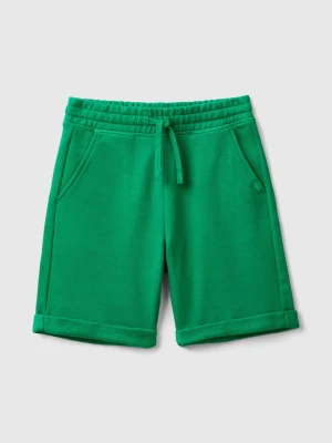 Benetton, Bermudas In Pure Cotton Sweat, size XL, Green, Kids United Colors of Benetton