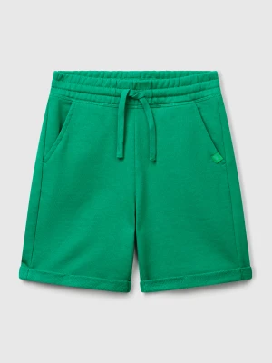 Benetton, Bermudas In Pure Cotton Sweat, size XL, Green, Kids United Colors of Benetton