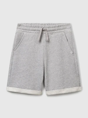 Benetton, Bermudas In Pure Cotton Sweat, Size: XL, Light Gray, Kids United Colors of Benetton