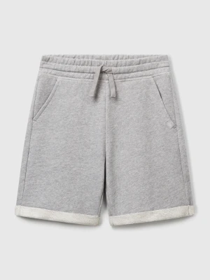 Benetton, Bermudas In Pure Cotton Sweat, Size: XL, Light Gray, Kids United Colors of Benetton