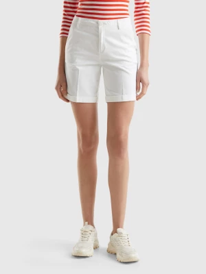 Benetton, Bermudas In Stretch Cotton, size , White, Women United Colors of Benetton