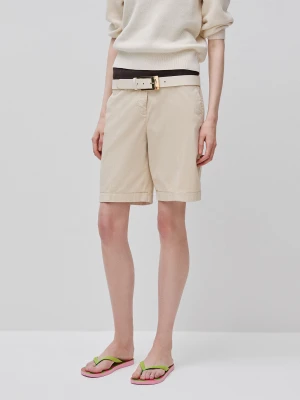 Benetton, Bermudas With Cuff In Stretch Cotton, Beige, Women United Colors of Benetton