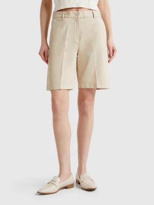 Zdjęcie produktu Benetton, Bermudas With Cuff In Stretch Cotton, size , Beige, Women United Colors of Benetton