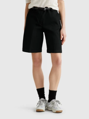 Benetton, Bermudas With Cuff In Stretch Cotton, size , Black, Women United Colors of Benetton