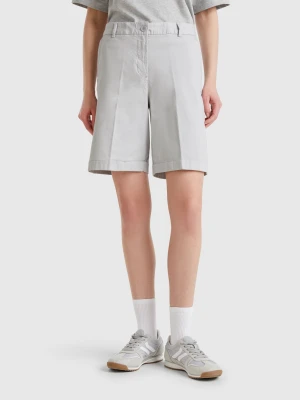 Benetton, Bermudas With Cuff In Stretch Cotton, size , Light Gray, Women United Colors of Benetton