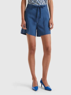 Benetton, Bermudas With Drawstring, size L, Air Force Blue, Women United Colors of Benetton