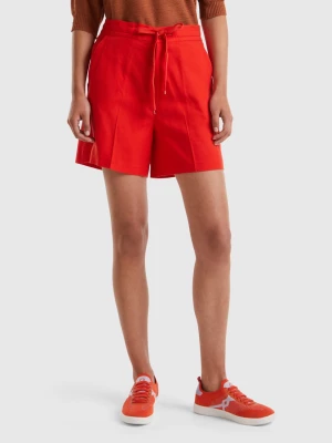 Benetton, Bermudas With Drawstring, size L, Red, Women United Colors of Benetton